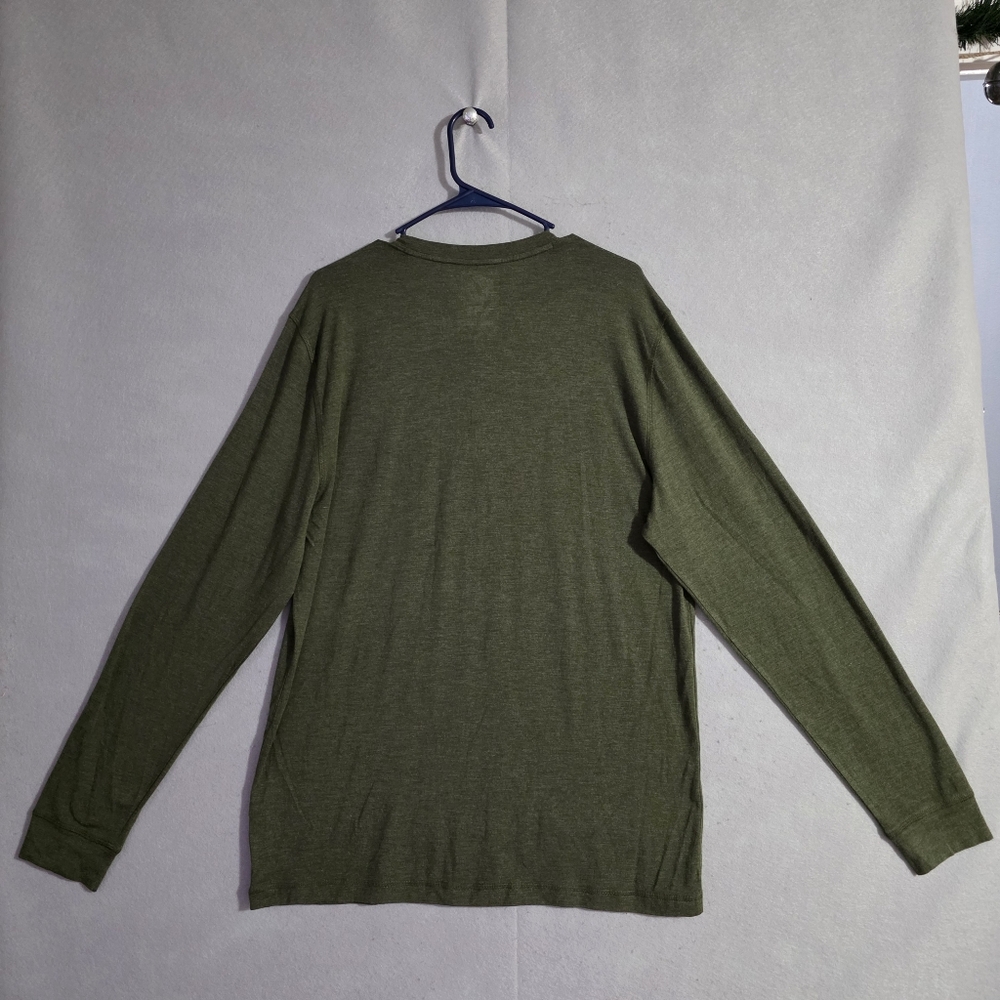 NWOT Toes On The Nose Mens Green Heathered Henley Long Sleeve Shirt Size Large - Picture 8 of 10